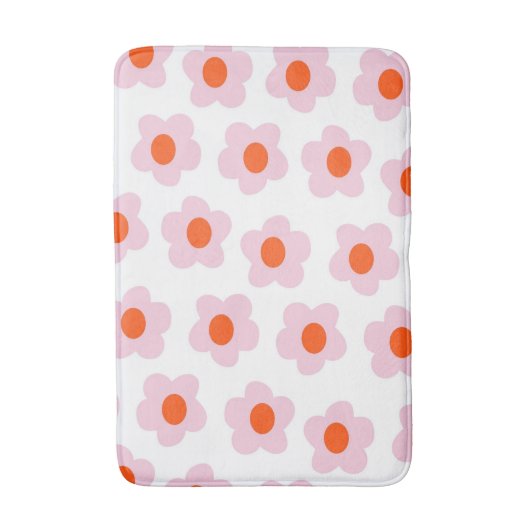 Preppy Roze Rood Bloemen Eenvoudig Bloempatroon Badmat (Voorkant Verticaal)