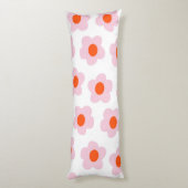 Preppy Roze Rood Bloemen Eenvoudig Bloempatroon Lichaamskussen (Achterkant (Verticaal))