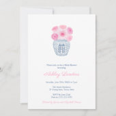 Preppy Roze Rozen Ginger Jar Meisje Baby shower In Kaart (Voorkant)