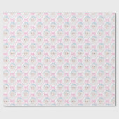 Preppy Roze Santa Hoed Roze Polka Dots Cadeaupapier (Vlak)