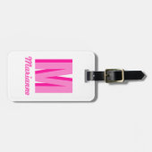 Preppy Roze Schaduw Monogram Naam Met Initialen Bagagelabel (Voorkant horizontaal)