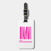 Preppy Roze Schaduw Monogram Naam Met Initialen Bagagelabel (Voorkant verticaal)