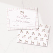 Preppy Roze Schommelpaard LuierRaffle kaart