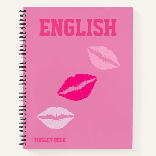 Preppy Roze Schoolvak Notitieboek (Voorkant)