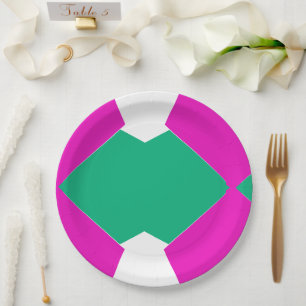 Preppy Roze Smaragdgroen Abstract Mozaïekpatroon Papieren Bordje