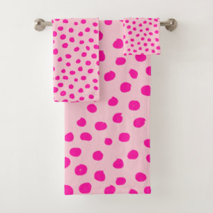 Preppy roze Stippen Moderne dierlijke afdrukspots Bad Handdoek