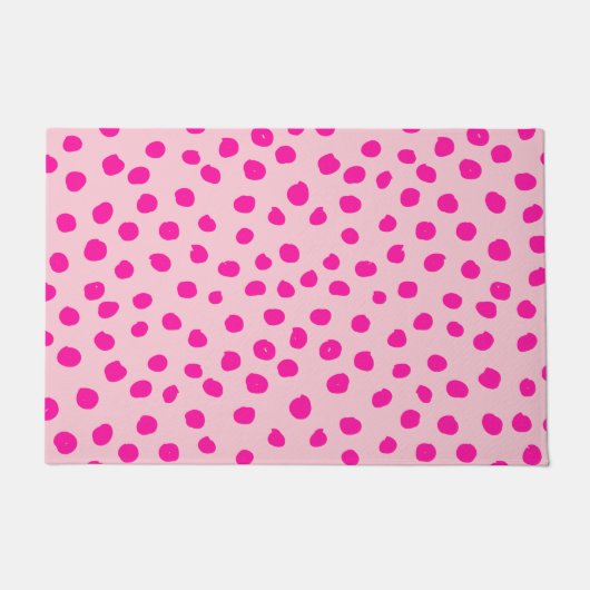 Preppy roze Stippen Moderne dierlijke afdrukspots Deurmat (Voorkant)