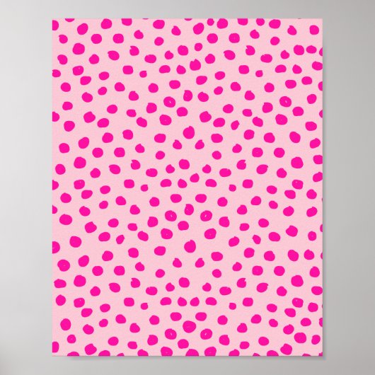 Preppy roze Stippen Moderne dierlijke afdrukspots Poster (Voorkant)