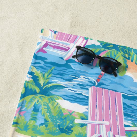 Preppy roze strandstoel | Beach House Strandlaken (In situ)