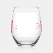 Preppy roze strandtas gepersonaliseerd wijnglas zonder voet (Links)