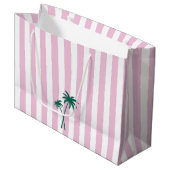 Preppy roze streep en palmboom groot cadeauzakje (Voorkant Gekanteld)
