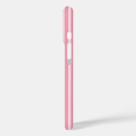 Preppy Roze Streep Monogram iPhone 16 Hoesje (Achterkant / Links)
