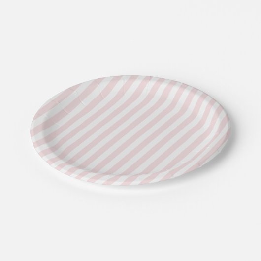 Preppy Roze Streep Pastel Papier Borden Papieren Bordje (Gekanteld)