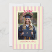 Preppy Roze Strik 2 Foto Afstuderen Kaart (Voorkant)