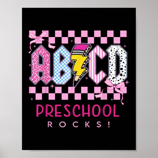 Preppy Roze Strik Abcd Peuterspeelplaats Rocks Pot Poster (Voorkant)
