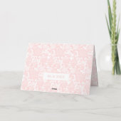 Preppy roze strik baby meisje douche gevouwen bedankkaart (Achterkant)