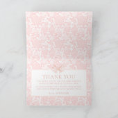 Preppy roze strik baby meisje douche gevouwen bedankkaart (Binnen)