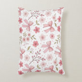 Preppy Roze Strik en Bloemen Accent Kussen (Voorkant(Verticaal))