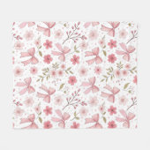 Preppy Roze strik en bloemen Fleece Deken (Voorkant (Horizontaal))
