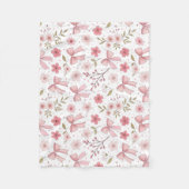 Preppy Roze strik en bloemen Fleece Deken (Voorkant)