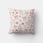 Preppy Roze strik en bloemen Kussen (Voorkant)