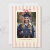 Preppy Roze Strik Foto Afstuderen Aankondiging (Voorkant)