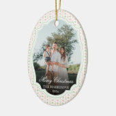 Preppy Roze Strik Kerst Notenkraker 2 foto's Keramisch Ornament (Links)