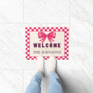 Preppy Roze Strik Lint Welkom Deurmat