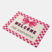 Preppy Roze Strik Lint Welkom Deurmat (Schuin)