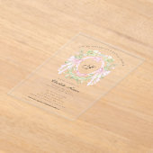 Preppy Roze Strik met Initialen Bruidsfeest Acryl Uitnodigingen (Laagn)