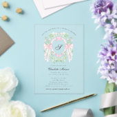 Preppy Roze Strik met Initialen Bruidsfeest Acryl Uitnodigingen (Insitu (Huwelijk))