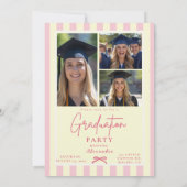 Preppy Roze Strik Voor Foto Afstuderen Kaart (Achterkant)