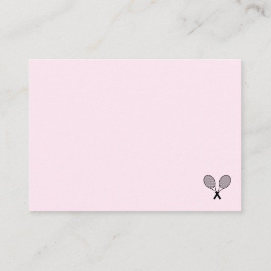 Preppy Roze Tennis Geschenken op Display Baby show Informatiekaartje (Achterkant)