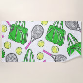 Preppy roze tennisracket groen patroon strandlaken (Voorkant)