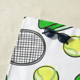 Preppy roze tennisracket groen patroon strandlaken
