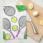 Preppy roze tennisracket groen patroon theedoek (Quarter Fold)