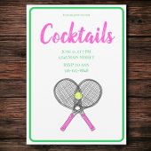 Preppy Roze Tennisrackets Cocktailparty Kaart