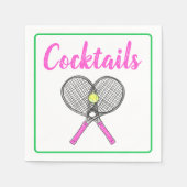 Preppy roze tennisrackets cocktailparty servet (Voorkant)