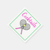 Preppy roze tennisrackets cocktailparty servet (Hoek)