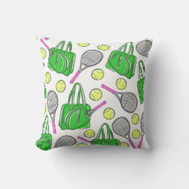 Preppy roze tennisrackets groen patroon kussen