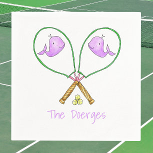 Preppy Roze Tennisrackets met Walvis Hoesjes Servet