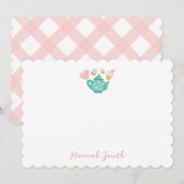 Preppy Roze Thee Set Stationery Notitiekaarten (Voorkant / Achterkant)
