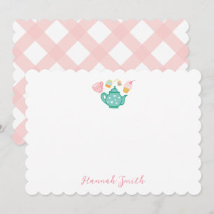 Preppy Roze Thee Set Stationery Notitiekaarten