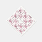 Preppy Roze Toile Hortensia Bow met Naam Servet (Hoek)