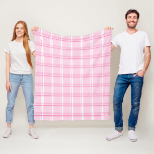 Preppy Roze Traditioneel Geruit Patroon Fleece Deken
