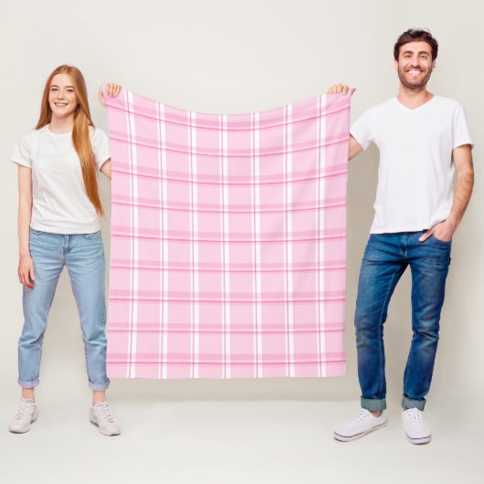Preppy Roze Traditioneel Geruit Patroon Fleece Deken (In situ)