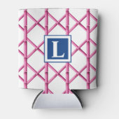 Preppy Roze Traliewerk Bamboe Patroon Monogram Blikjeskoeler (Voorkant)