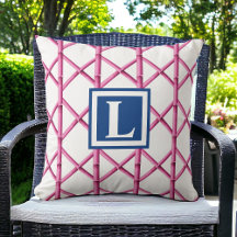 Preppy Roze Trellis Bamboe Patroon Monogram
