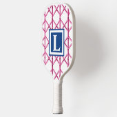 Preppy Roze Trellis Bamboe Patroon Monogram Pickleball Paddle (Links)