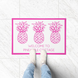 Preppy Roze Tropische Ananas Gepersonaliseerd Deurmat